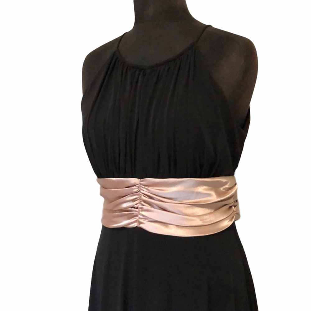 Jessica Black Dress with Champagne Sash
